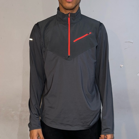 NIKE QUARTER ZIP GREY/ORANGE SWEATER - Picture 7 of 7